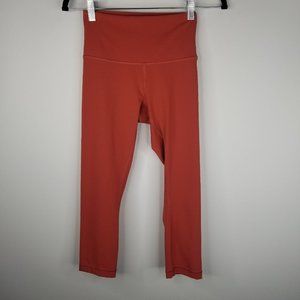 Lululemon Wunder Under Crop (High Rise) Full On Luxtreme 21" Size 4 Brick Rose